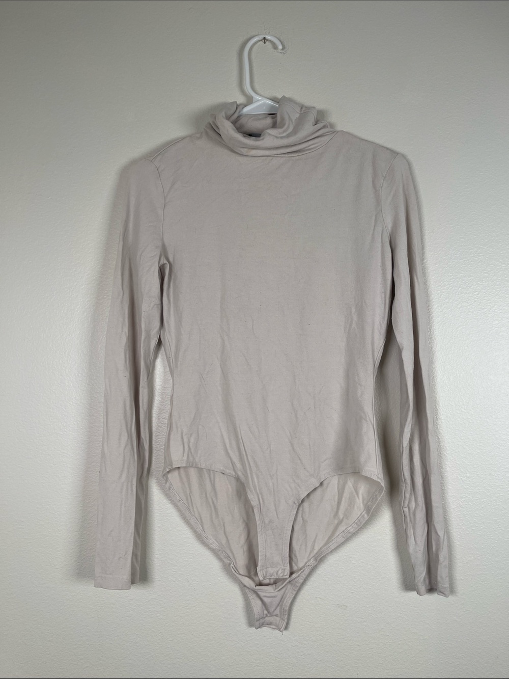 Mango Long Sleeve Turtleneck Bodysuit - Light Beige